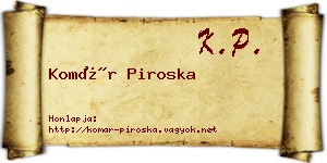 Komár Piroska névjegykártya